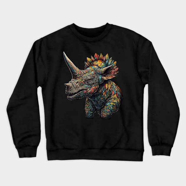 Colorful Horned Dino Too Crewneck Sweatshirt by DavisDesigns79